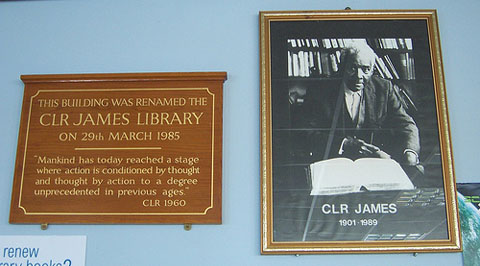 Plaque in the C.L.R. James Library, London